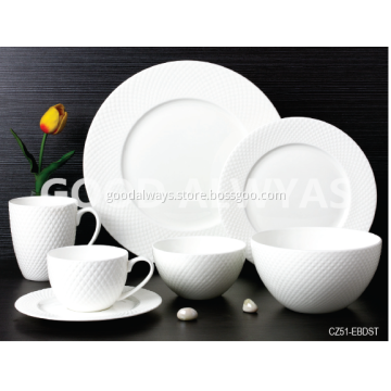 Fine bone china embossed tableware